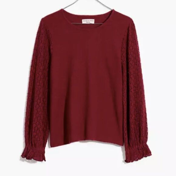 Madewell Texture & Thread Eyelet Mix Ruffle-Sleeve Top - Picture 6 of 6